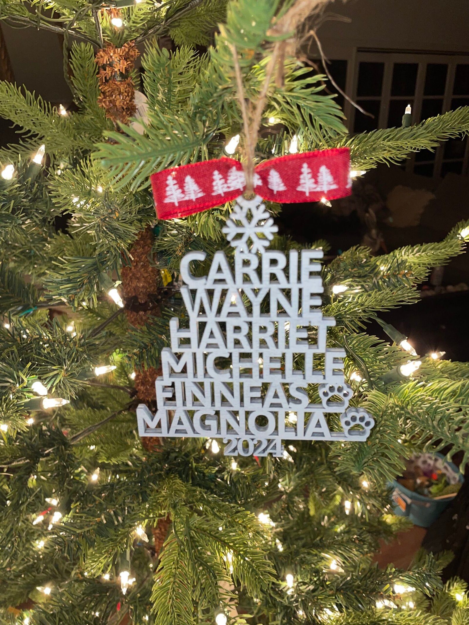 Custom Family Names Ornament – Personalized Laser Engraved Wood Christmas Keepsake