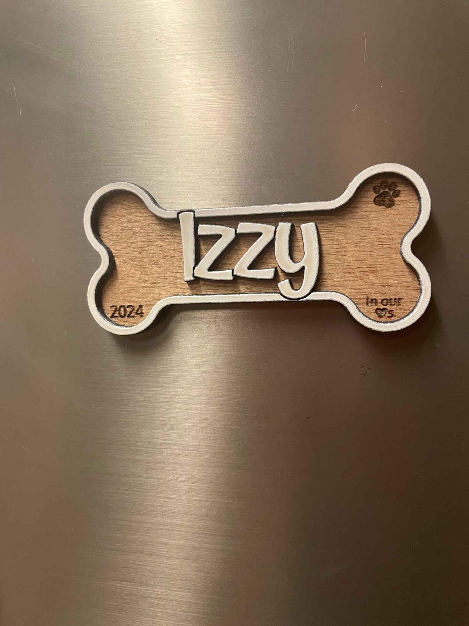 Personalized Dog Bone Ornament Magnet – Custom Laser Engraved Pet Gift