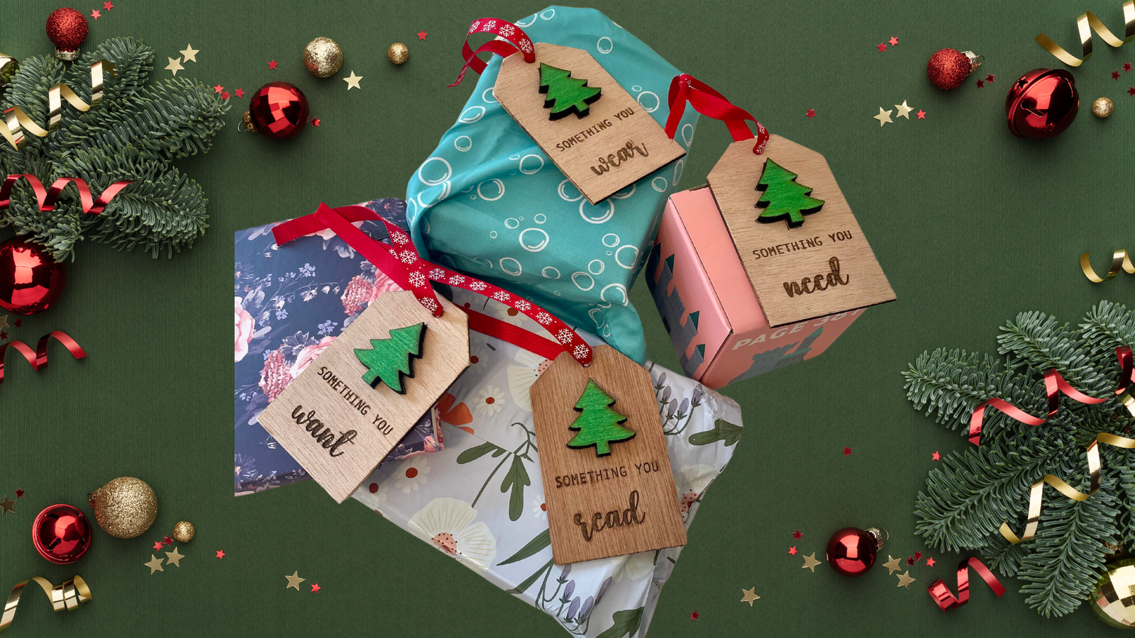 Rustic Wood Holiday Gift Tags – Laser Engraved Personalized Christmas Present Tags Set